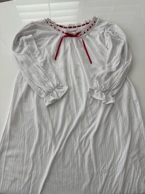American Girl White Nightgown with Red Ribbon Trim